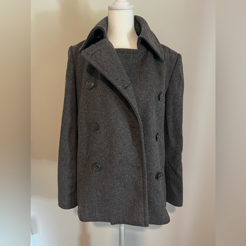 J. Crew Women’s Gray Wool Blend Double Breasted Jacket Peacoat Size Small